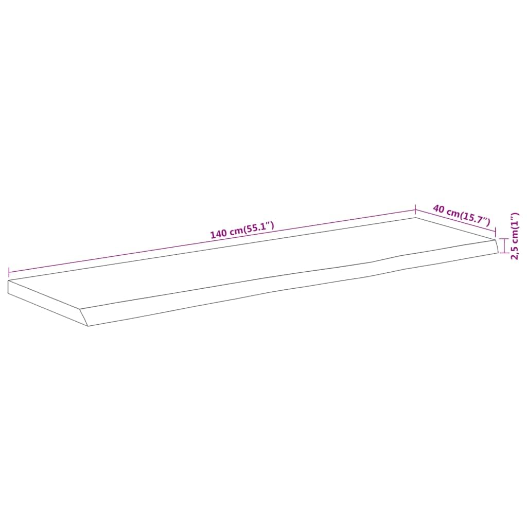 vidaXL Dessus de Table, Plateau de Bureau, Dessus de Bureau, Dessus de Table de Remplacement, 140x40x2,5 cm Rectangulaire Bois Massif Acacia