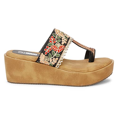Image of Fabric Platform Low Heel Wedges For Women and Girls