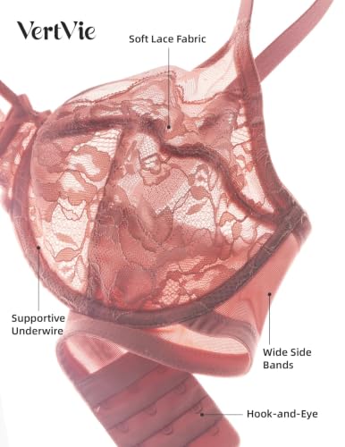 Image of Vertvie Minimizer Bra for Women Underwire Full Coverage | Supportive for Heavy Breasts, Unlined Soft Lace, Lightweight, Comfortable, Adjustable, Flattering for Plus Size Everyday Wear