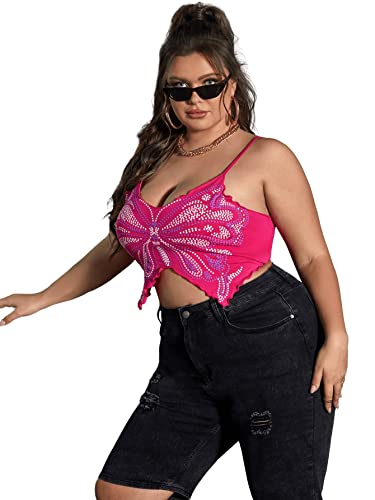 Floerns Women's Plus Size Graphic Print Spaghetti Strap Crop Cami Tank Top3