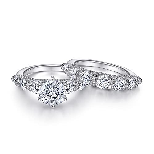 Duo de bagues rang zircone pour un mariage lumineux en argent 925
