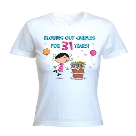 Soplando velas para 31 años para mujer 31 cumpleaños camiseta, blanco, L