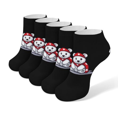 Calcetines tobilleros de hoja de arce canadiense, 5 pares, informales, de corte bajo, atléticos, calcetines cortos