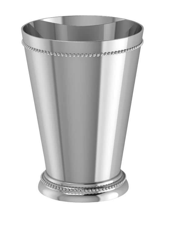 Krysaliis Silverplate Beaded Mint Julep Cup - Custom Engravable, Non-tarnishing, and Durable Mug - Crafted With .999 Silver Plated - Packaged in a Beautiful Gift Box - 5 Oz