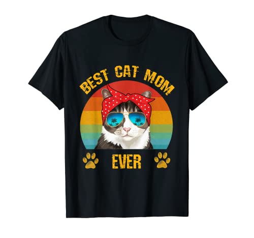 Retro Vintage Best Cat Mom Ever Funny Mothers day Black Cat T-Shirt