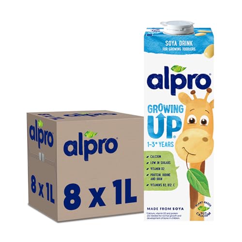 Alpro Kindersoyadrink – 100 Prozent pflanzlich – Von Natur aus laktosefrei und zuckerarm – Proteinquelle mit Calcium und Vitaminen – 8 x 1 L