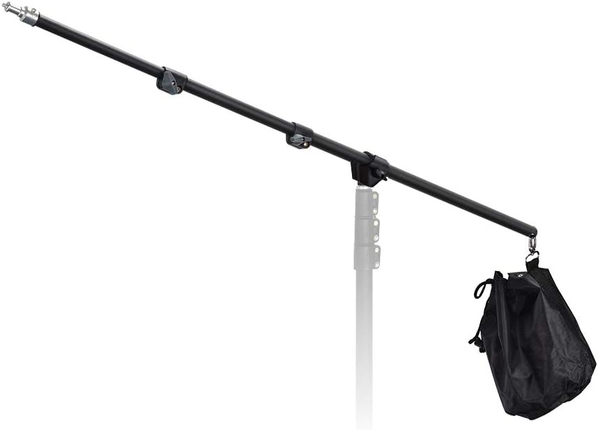 UTEBIT Boom Arm Photography 80-210cm/31.5"-82.7" Adjustable 3 Sections Telescopic Softbox Tripod Extension Arms Holder 1/4" Screw with Sandbag (Empty) Compatible for Flas Light Photo Studio Video