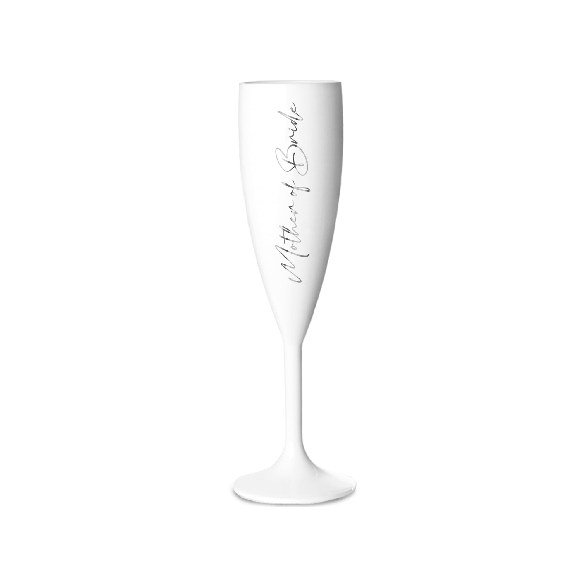 Print Maniacs Champagne Premium White Flute Glass Bride Groom Mr Mrs Wedding Maid Honour Wine Cocktail Prosecco Celebrations Gift (Silver, Mother of Bride)