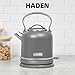 Haden Chelsea 1.7-Liter Stainless Steel Electric Kettle, Hot Water Kettle with 360-Degree Base and Auto Shutoff, Grey & Chrome