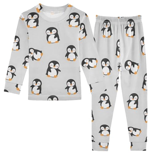 Pajama Sets Long Sleeve Cute Penguins on Light Soft Comfy Sleepwear 2 Piece PJS 3-8T