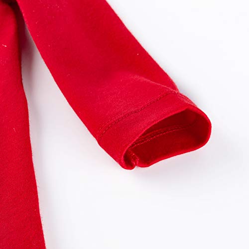 IMEKIS Pasgeboren Baby Meisjes Jongens Mijn 1e Kerst Outfit Lange Mouwen Kerstman Sneeuwman Rendier Gestreepte Print Romper Jumpsuit met Hoed Xmas Party Kleding Set, Rood 7, 3-6 Maanden - Afbeelding 5