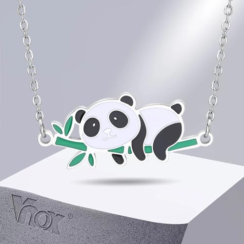 Collier Panda en argent massif 925, pendentif médaillon d'exception