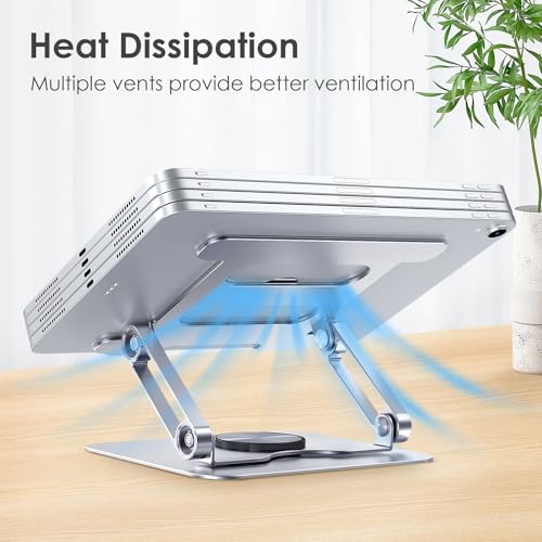 Lucrave iPad Stand, 360 Rotating Tablet Holder, Foldable Aluminum Monitor Stand for Desk Compatible with iPad Pro 10.5, 11, 13, Air Mini 2 3 4 5 6, Samsung Tab, or Phones (4-13'') by Lucrave - Used condition - Image 4