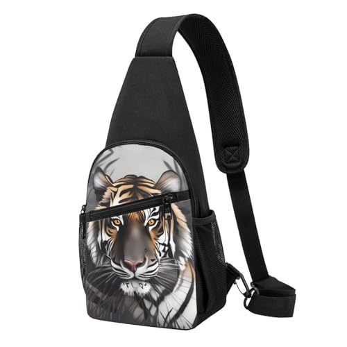 Sac à dos à bandoulière tigre noir unisexe pour voyage et randonnée