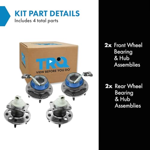 Image of TRQ 2 Piece Front Rear Wheel Bearing & Hub Assembly Set Compatible with 2004-2005 Buick Century 2005-2009 Lacrosse 1997-2004 Regal 2005 Terraza 2000-2013 Chevrolet Impala 2014-2016 Impala Limited 200