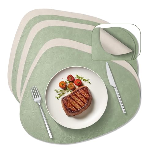 Behiruch 6er Set Tischsets Abwaschbar, Platzset Abwaschbar Oval...
