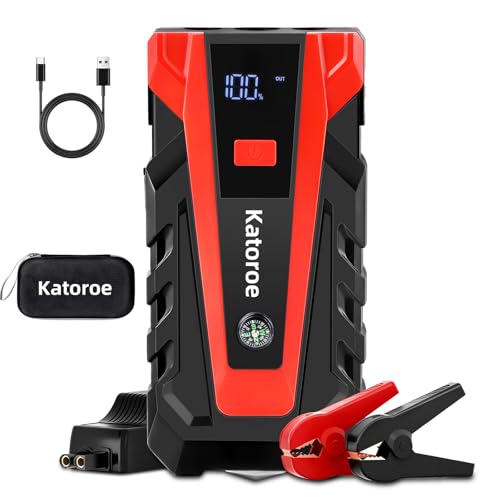 KATOROE 4000A Starthilfe Powerbank Auto Batterie Booster, Starthilfe Auto SUV/Motorrad, Starthilfegerät mit LED Taschenlampe, Powerbank Starter für 9.0L Benzin und 7.0L Diesel (Jump Starter-011)