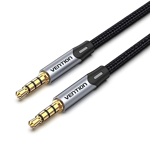 VENTION 1.5m Auxiliary Audio Cable with Microphone - TRRS Connector Compatible with Headset, Speaker, PC & More