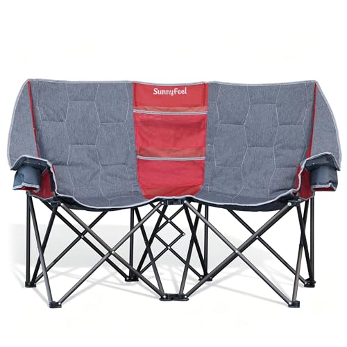 Image of SUNNYFEEL Folding Double Camping Chair Oversized Loveseat for Adults