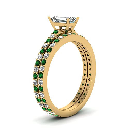 Image of 55Carat Choose Your Gemstone Emerald Shape 14k Yellow Gold Plated Wedding Ring Classic Delicate Diamond CZ Everyday Wedding Jewelry Handmade Ring Minimal Surprise Gifts for Ladies : US 4 to 12