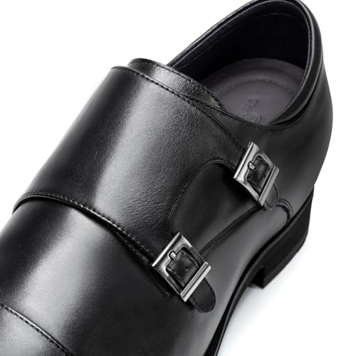 Image of CHAMARIPA Elevator Shoes for Men | Invisible Height Increase Monk Strap Shoes | Built-in System Adds 2.76 Inches /7cm | Formal & Business Dress Shoes