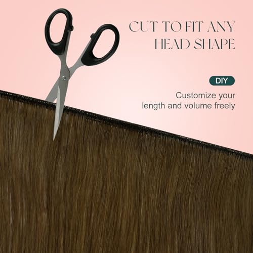 Image of Easyouth Sew in Hair Extensions Real Human Hair Brown Weft Hair Extensions Medium Brown Soft and Smooth Sew in Weft Hair Extension Human Hair Washability 14 Inch 70G