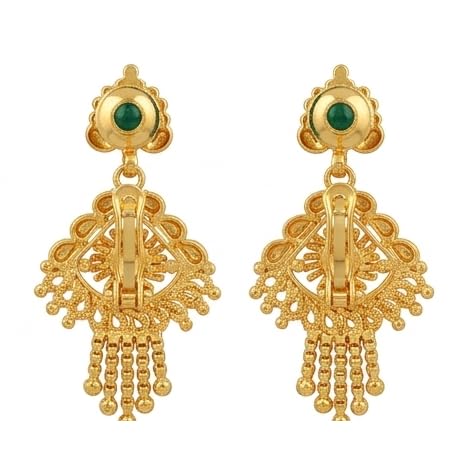 Image of Gold-Plated Chandelier Drop Earrings with Tassel Detail