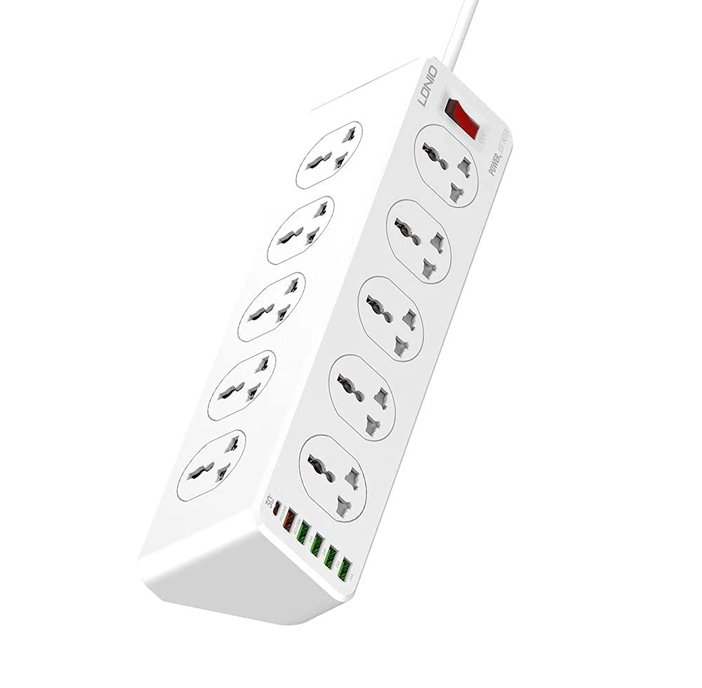 E-Sell Enterprise, LD_NIO SC10610 30W 6-Port USB Charger Universal Power Strip with 10*Outlets/5 *USB / 1 * PD USB-C Wall Charger Adapter Surge Protector Fast Charging for iPhone/Samsung/Smart Phones-image-11
