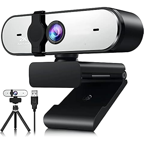 Webcam, 2K Full HD Webcams, Dual Microphone & Cover, Autofocus, HD USB Computer Web Camera, for YouTube/OBS/Facebook/Gaming/Zoom/Skype/FaceTime/Teams/Twitch/Etc Cover