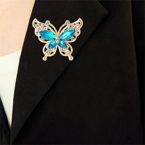 Image of coadipress Butterfly Brooch Pins Chic Romantic Elegant Rhinestone Crystal Insect Brooch Pin Women Corsage Scarf Shawl Clothing Accessories Wedding Party Banquet