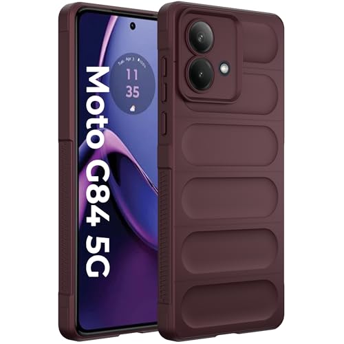 Image of A rtistque Liquid Silicone Stripes Back Cover Case for Motorola G84 5G | with Camera Protection | with Inner Fabric | Anti Slip Grip | AirBag Case - Maroon