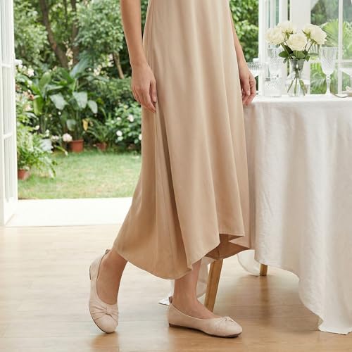 Image of Ecetana Comfortable Ballet Flats for Women: Lightweight Cushioned Foldable Slip-On Work Shoes with Memory Foam - All Day Walking Comfort - Dressy Flats for Office Business