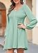Dokotoo Womens Fashion 2026 Spring Smocked Crewneck Button Long Sleeve Elegant Empire Waist A-line Mini Dress Short Skater Dresses Mint Green Large