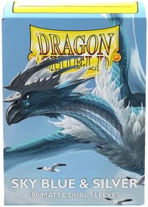 Dragon Shield | Matte Dual Standard Size Card Sleeves | 100ct - Smooth & Tough Premium TCG Sleeves - Compatible with Pokemon, One Piece, and Magic: The Gathering | Sky Blue & Silver