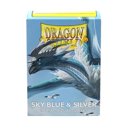 Dragon Shield | Matte Dual Standard Size Card Sleeves | 100ct - Smooth & Tough Premium TCG Sleeves - Compatible with Pokemon, One Piece, and Magic: The Gathering | Sky Blue & Silver