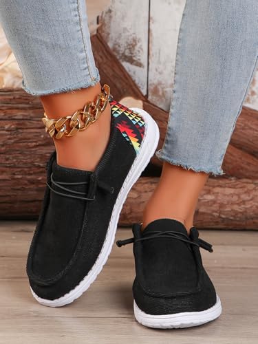 Black Geometric Print Sneakers – Colorful Pattern Casual Shoes with Non-Slip White Sole – Trendy Breathable Walking Shoes for Men & Women4