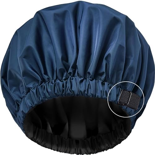 Shower Cap for Women,Satin Lined Shower Cap,Adjustable