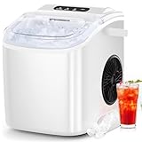 COWSAR 製氷機 家庭用 6分高速製氷機 自動洗浄機能 1.2L大容量タンク 2種氷サイズ調節可能 静音 自動停止 水不足提示 晩酌 家飲み オフィス飲み 日本語説明書付き ホワィト