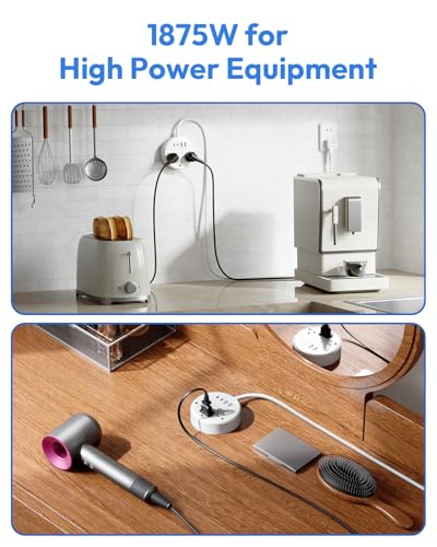 Regleta de energía de 2 clavijas NTONPOWER, cable de extensión de 10 pies con adaptador de 2 clavijas a 3 clavijas, 3 tomas, 4 USB (2 USB C), montaje en pared para casas antiguas sin toma a tierra, color blanco miniatura 6