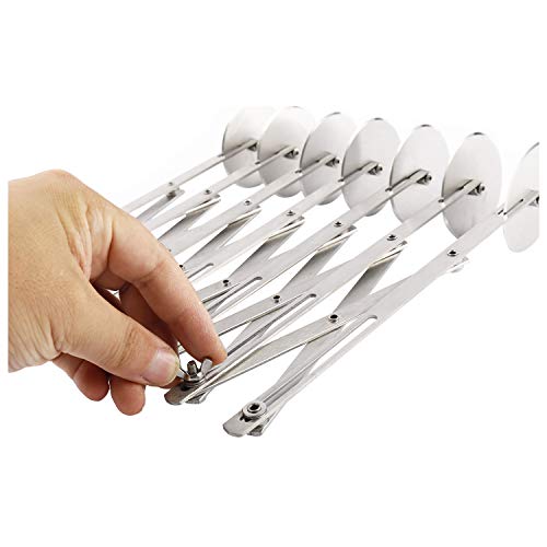 7 Wheel Pastry Cutter, Stainless Steel Expandable Pizza Slicer, Multi-Round Dough Pastry Knife Baking Cutter Roller Cookie Dough Cutter Divider