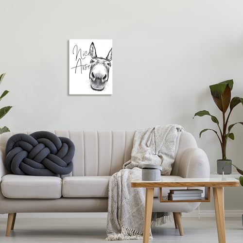 Image of Stupell Industries 'Donkey Bathroom Humor', Wall Plaque Art, 13 x 19 Inches, Easy to Hang and Sturdy, Made in USA, by Lettered and Lined