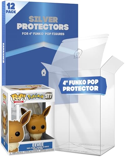 Fanatiko Pack de 12 Protectores Silver para Funko Pop 4' – Funda Funko Pop de 0,4 mm de Grosor – Mantén tu Colección Impecable con tu Protector con Film Antiarañazos