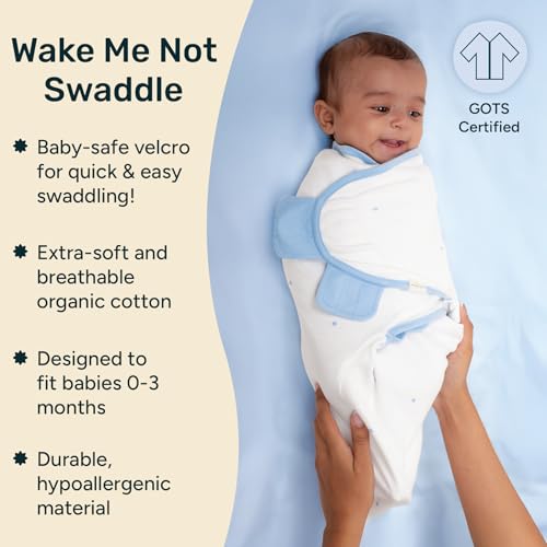 Image of NINTARABABY Swaddle Wrap for Newborns - Organic Cotton, 21 inch x 10 inch | Wake Me Not Swaddle with Baby-Safe Velcro, Ultra-Soft & Snug Sleep Sack, Breathable Swaddling Blanket, Gifts for 0-3 Months