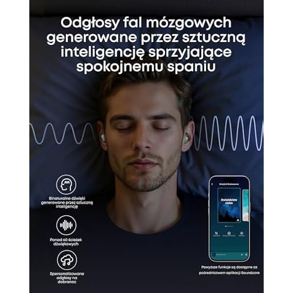 Наушники Soundcore Sleep A30 (специальная версия) Anker, пассивное и активное шумоподавление, маскировка храпа, звуки для засыпания, комфорт для тех, кто спит на боку, 10 часов воспроизведения