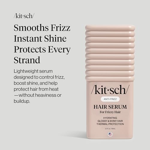 Kitsch Frizz Control Hair Serum - Lightweight Anti Frizz Serum for Curly Hair with Heat Protection | Adds Glossy Shine, Smooths Flyaways ...