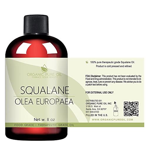 100% Pure Squalane Oil 8 Oz - Natural, Non-Gmo, Plant-Derived From Olive - Hydrating & Moisturizing For Skin, Hair, Body, Face #TOP2