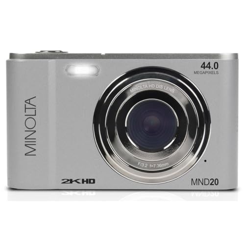 Minolta MND20 44MP Digital Camera – 2.7K Ultra HD Video, 16X Digital Zoom, Anti-Shake Stabilization, Time Lapse, Face Detection, 2.9-inch LCD Display –...