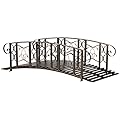 Outsunny 6' Metal Arch Backyard Garden Bridge with 660 lbs. Weight Capacity, Safety Siderails, Vine Motifs, & Easy Assembly for Backyard Creek, Stream, Pond, Bronze