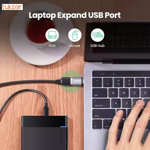 Tukzer High-Speed USB C to USB A Female OTG Adapter: Thunderbolt 3/Type-C to USB 3.0 Adapter for Fast Data Transfer, Compatible with Laptop, MacBook, Smartphone, Tablet, and All Type C Enabled Devices
