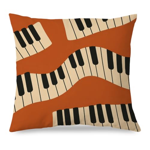 Retro Piano Keys Throw Pillow Cover